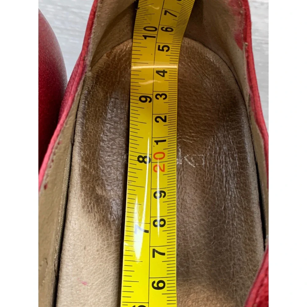 Dansko Women's Red Leather Mary Jane Wedge Round Toe Buckle 8.5 Comfort Shoes